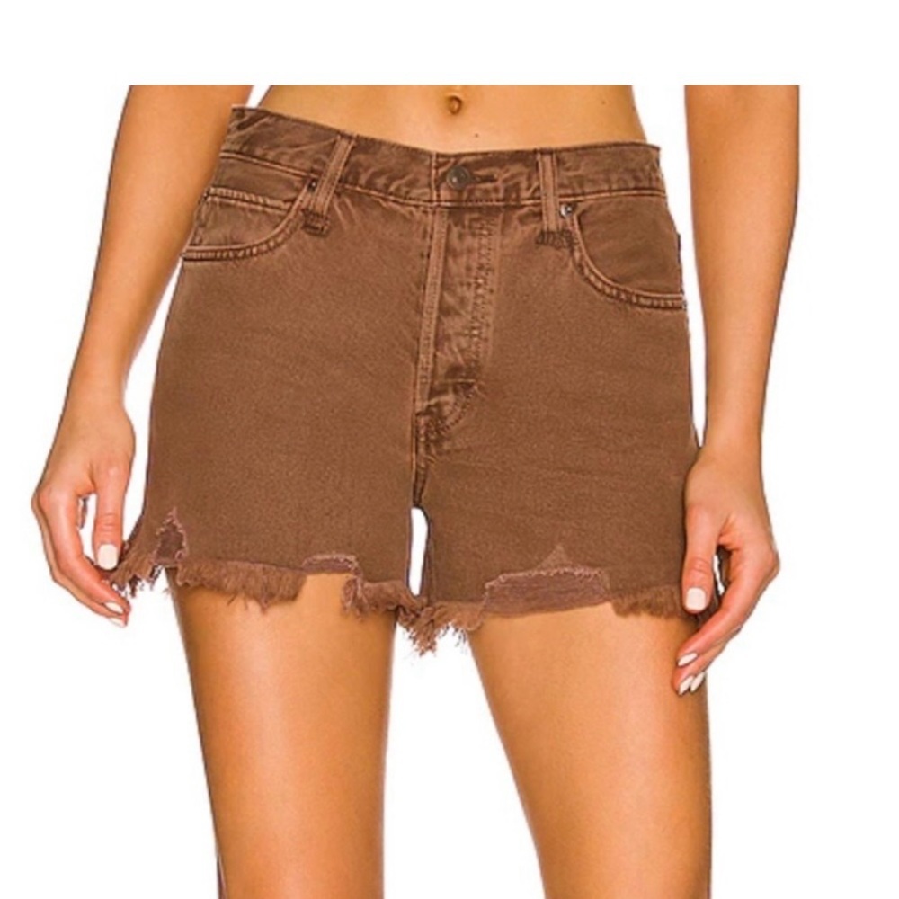 We The Free Brown Distressed Denim Cut Off High Waisted Shorts Size 30 NWT